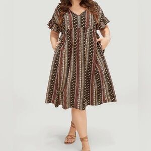 NWT BloomChic‎ Ruffle Sleeve V Neck Midi Dress Size 22/24